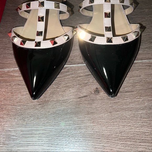 Valentino Garavani Rockstud Patent Leather Mules Flats Shoes - Picture 8 of 12